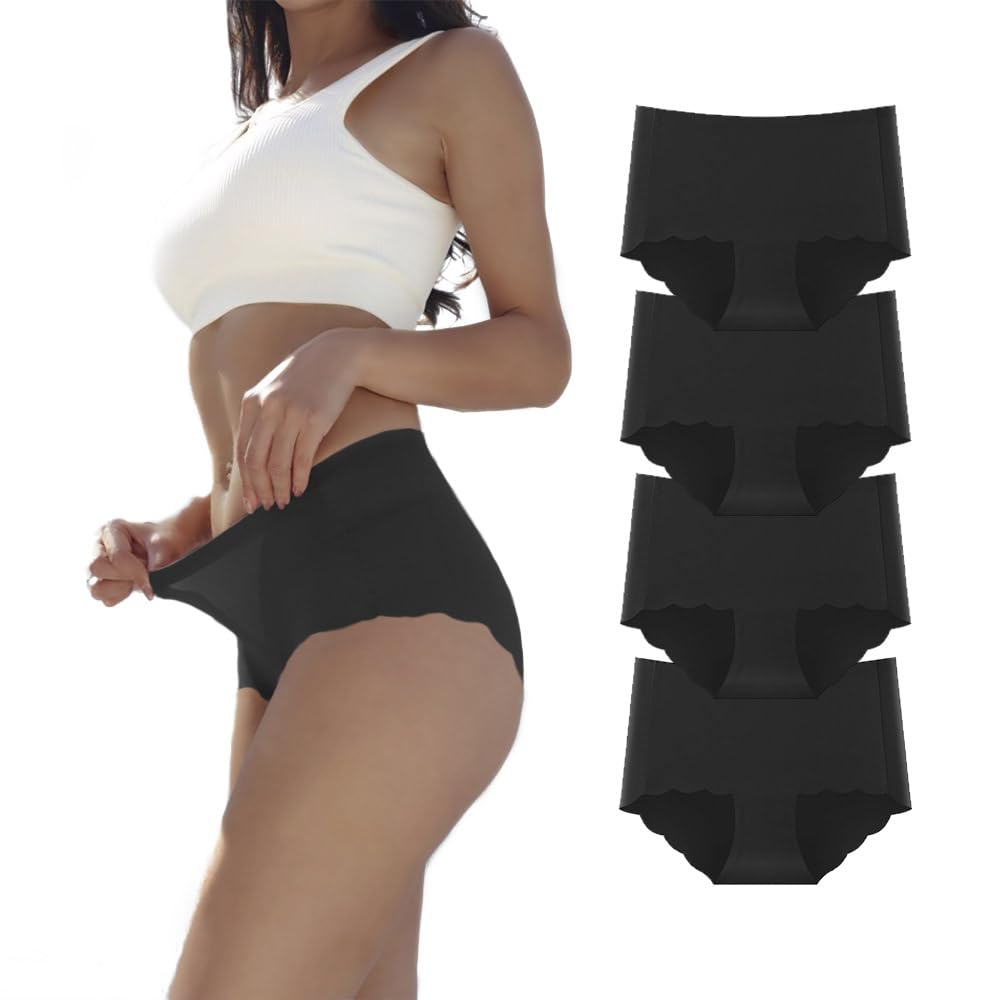 Dumwis Unterhosen Damen,Nahtlos Slips Unterwäsche Frauen,Hohe Taille Panties,No Show Panties,Mehrpac