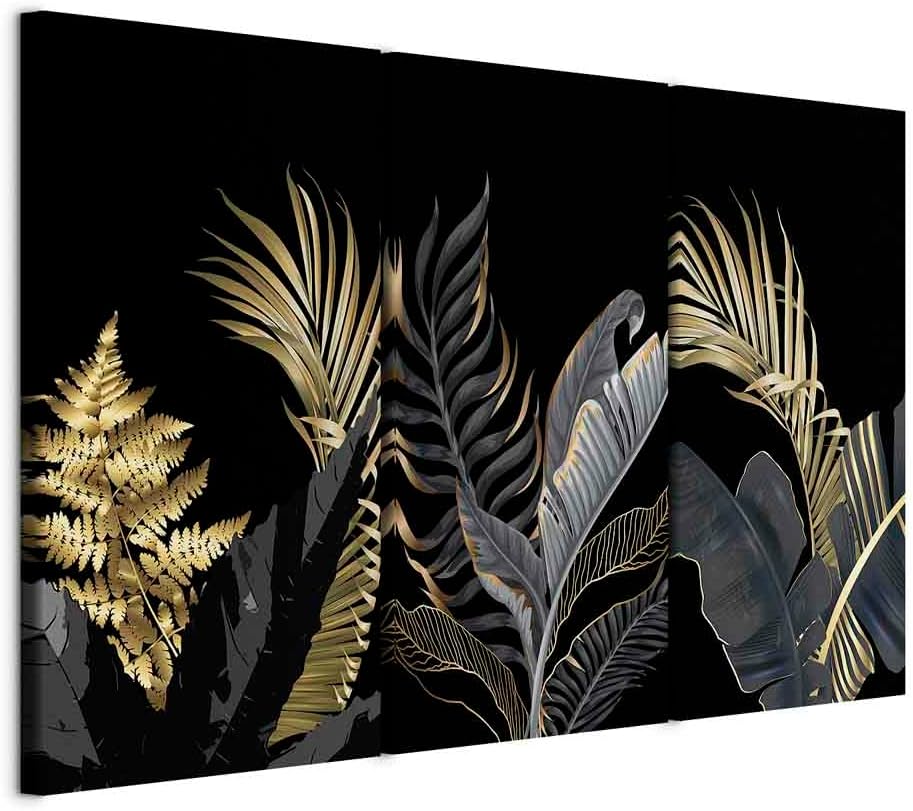 murando - Bilder tropische Blätter 90x60 cm Vlies Leinwandbild 3 Teilig Kunstdruck modern Wandbilder
