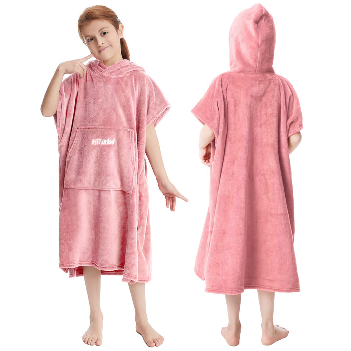 Hiturbo Kinder Wickelmantel, Handtuch Poncho Bademantel Robe mit Kapuze, für Strand, Schwimmen, Surf