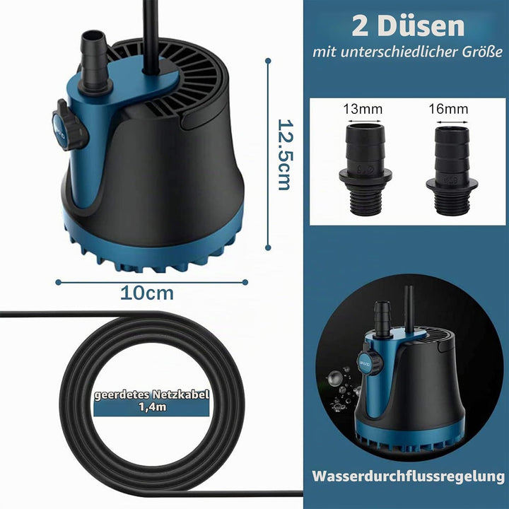 LNIDEAS Aquarium Tauchpumpe, 1800L/H 25W Aquariumpumpe,Sehr Leise Wasserpumpe mit einstellbarem Scha
