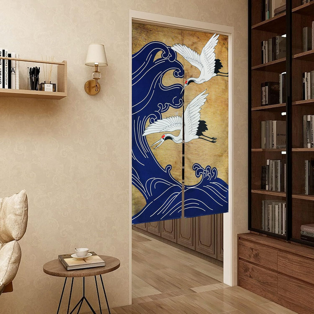 LIGICKY Japanischer Stil dick Leinen Noren Lang Vorhang Tür Vorhang Raumteiler Tapisserie für die He