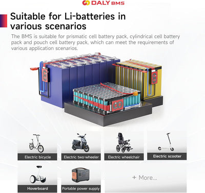 DALY 3S-24S BMS 15A bis 200A Schutzplatine mit Ausgleichsdraht und Temperatursensor für Lithium-Akku