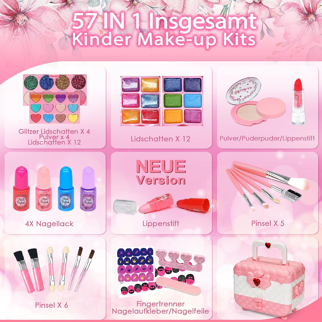 Kinderschminke Set Mädchen Schminkkoffer Mädchen- Sicheres und Waschbares Schminke Kinder Mädchen, E