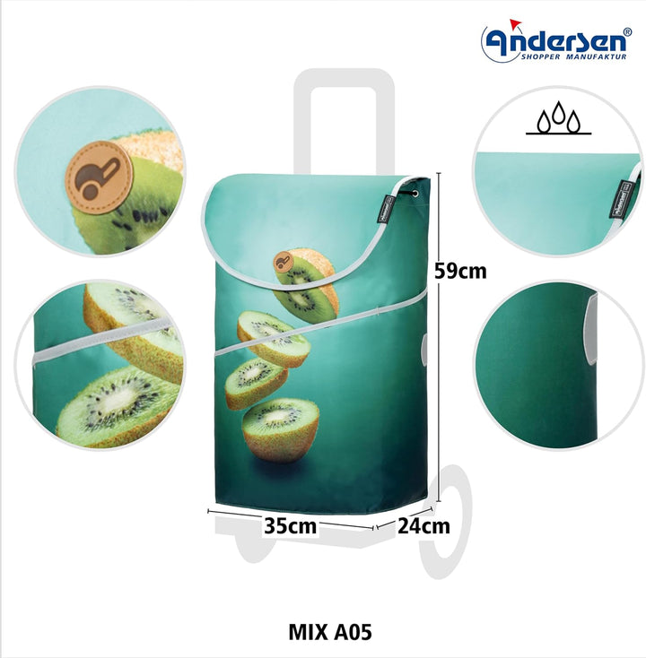 ANDERSEN Einkaufstrolley - Shopper Mix A05 46 L Einkaufsroller, einzigartig, Limited Edition, Alumin