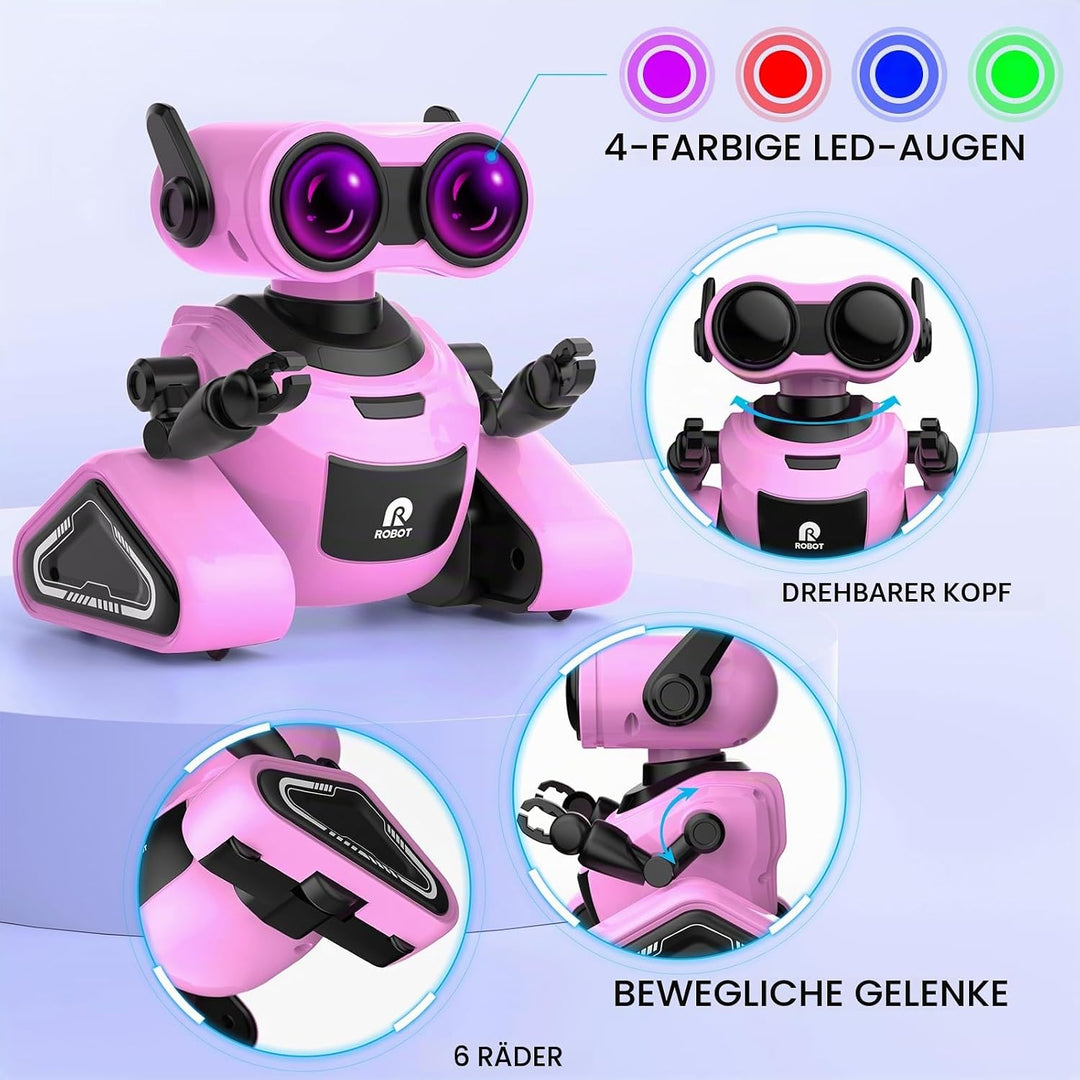 Yerloa Ferngesteuerter Roboter für Kinder Ab 4 Jahre - Mit 3D Aufklebern, Musik und Lichtern - Weihn