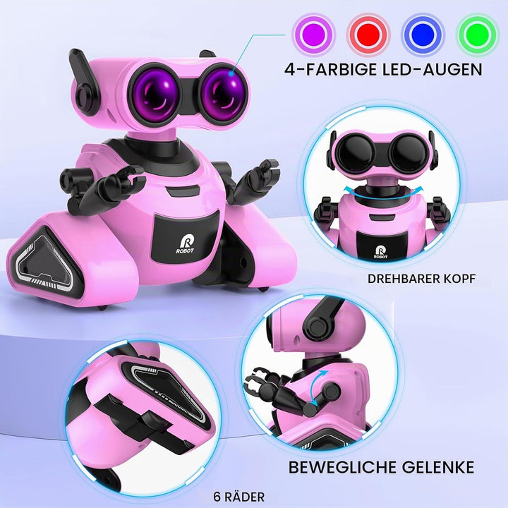 Yerloa Ferngesteuerter Roboter für Kinder Ab 4 Jahre - Mit 3D Aufklebern, Musik und Lichtern - Weihn