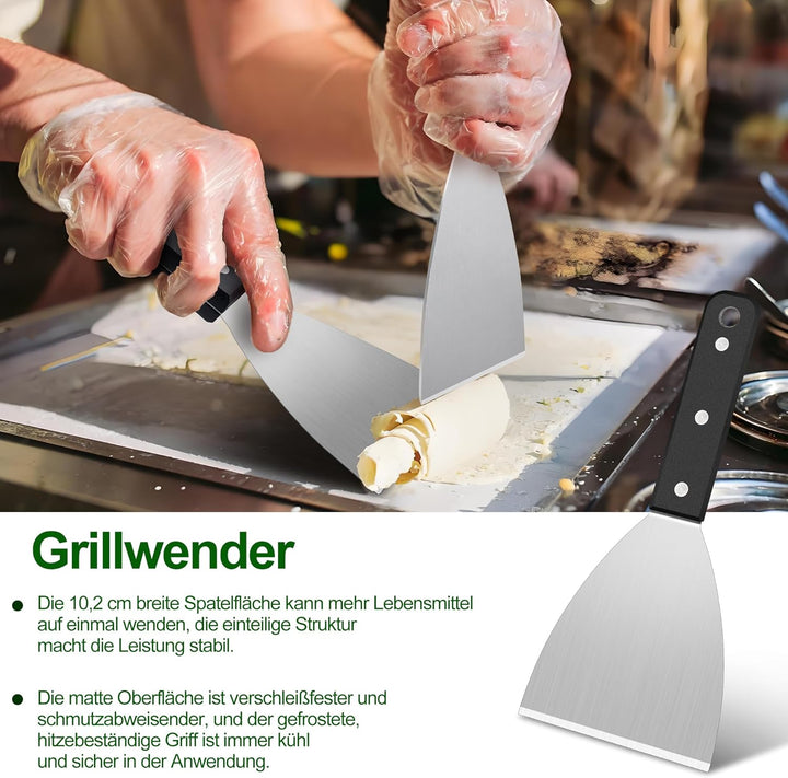 HaWare Grillspachtel mit Burgerglocke 4er Set, Abs Kunststoffgriff 2&#xD7;Grillspachtel + 2&#xD7;Bur