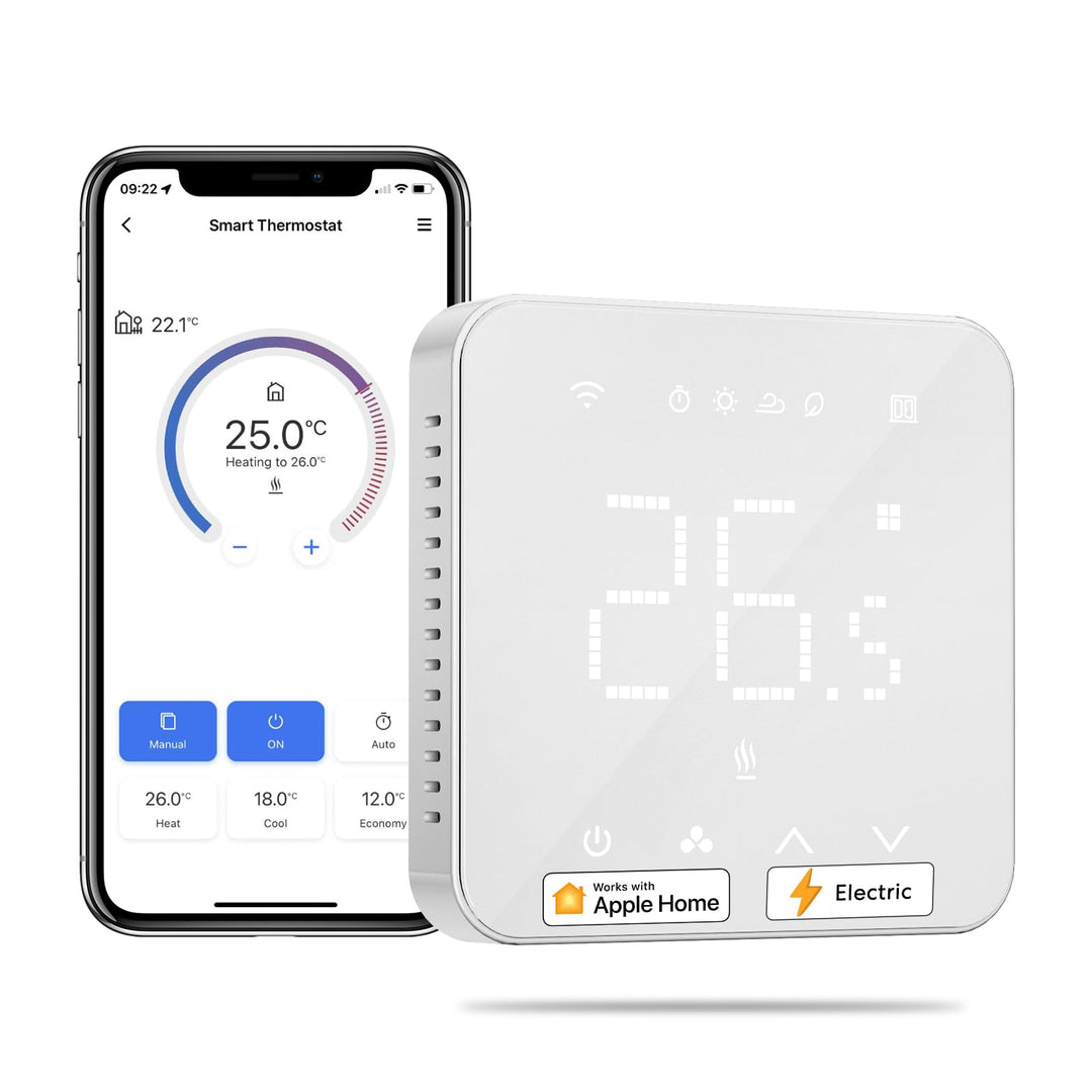 Meross Smart Elektrische Thermostat, Fussbodenheizung WLAN Raumthermostat kompatibel mit HomeKit, Al
