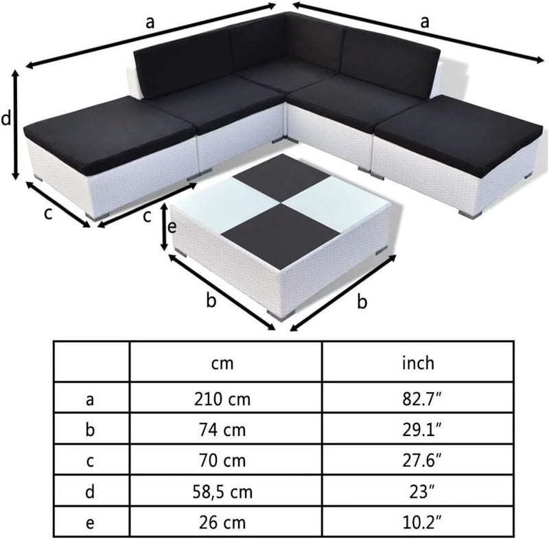 tidyard 15-TLG. Gartenlounge-Set Gartensofa Poly Rattan Loungesofa Outdoor Balkon Terrasse Sofagarni