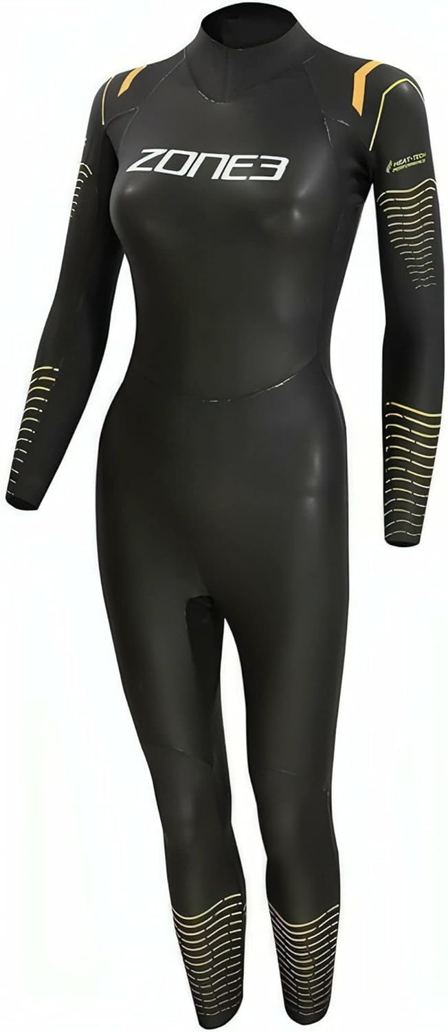 ZONE3 Thermo-Neoprenanzug für Damen, Schwarz, Orange und Gelb, warme Thermoschicht, leicht zu dehnen