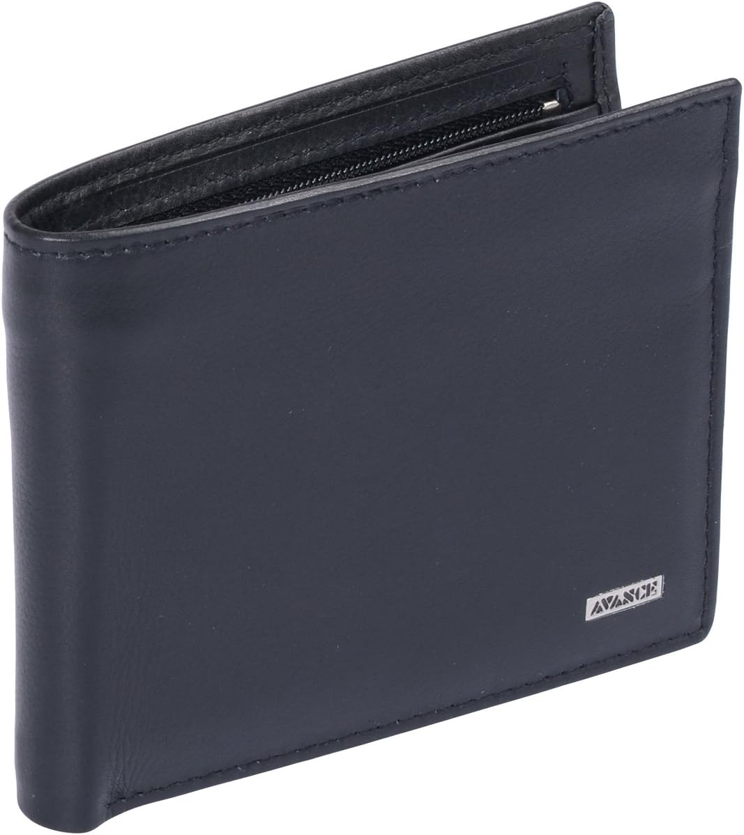 AVANCO Scheintasche mit Reissverschluss Echt-Leder, schwarz, 9x12cm