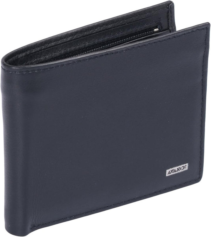 AVANCO Scheintasche mit Reissverschluss Echt-Leder, schwarz, 9x12cm