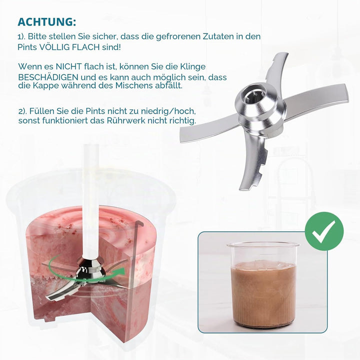 GreeSuit Ersatz-Paddelklinge Kompatibel mit Ninja Creami NC300 Serie Eismaschinen, Edelstahl Mixchkl
