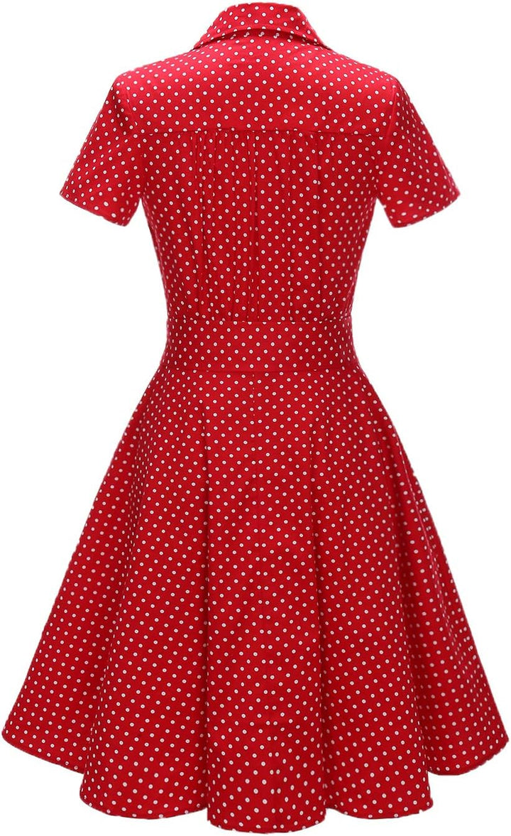 Rockabilly Kleider Damen V-Ausschnitt Midi Festliche Kleider für Hochzeit Vintage Cocktailkleid 3XL