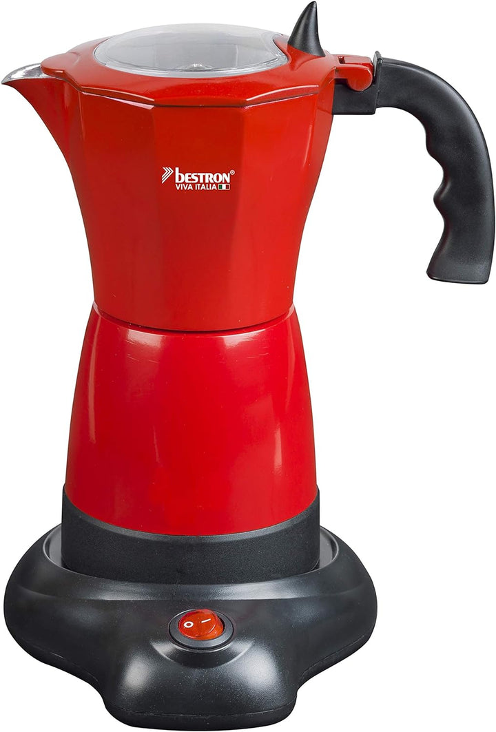 Bestron Elektrischer Espresso-Kocher mit Basis, Viva Italia, Für 6 Espressotassen: 180 ml, 480 Watt,