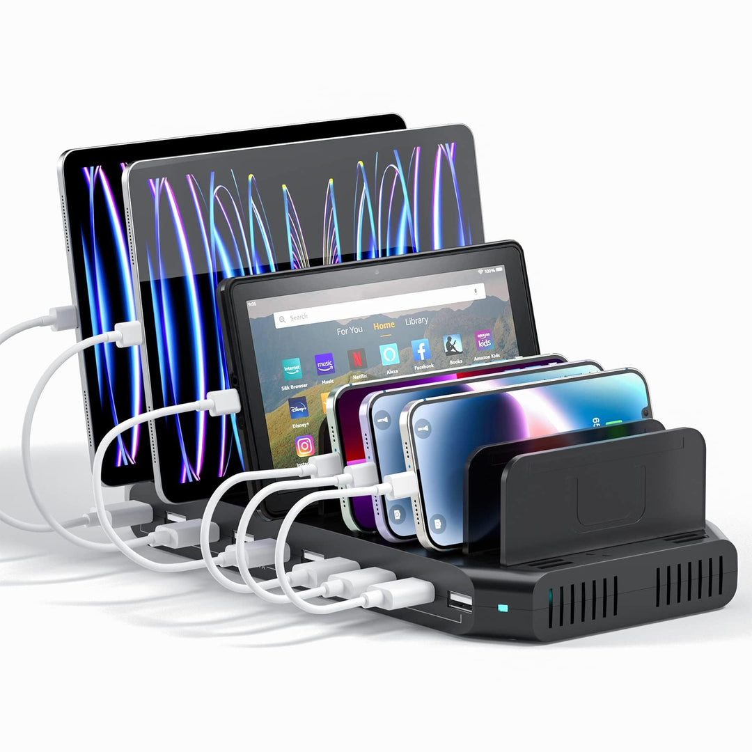 Alxum 60W USB Ladestation Mehrere Geräte 10 Ports Mehrfach Handy Tablet Ladestation für Mobiltelefon