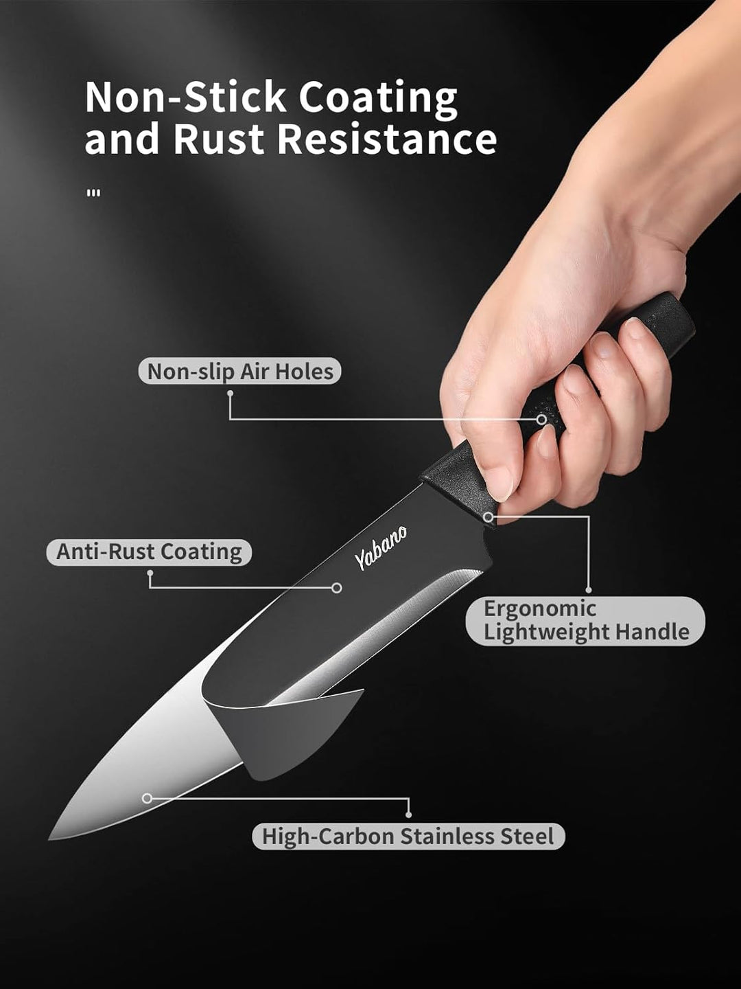 Yabano Messerblock Set, 8-teilig Küchenmesserset mit eingebautem Messerschärfer, Scharfe Edelstahl K