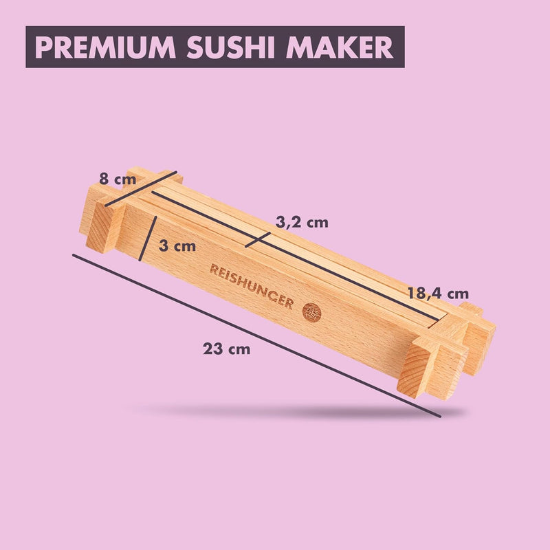 Reishunger Premium Sushi Maker Kit aus Birkenholz - für schnelles Maki Sushi & California Rolls (6 b