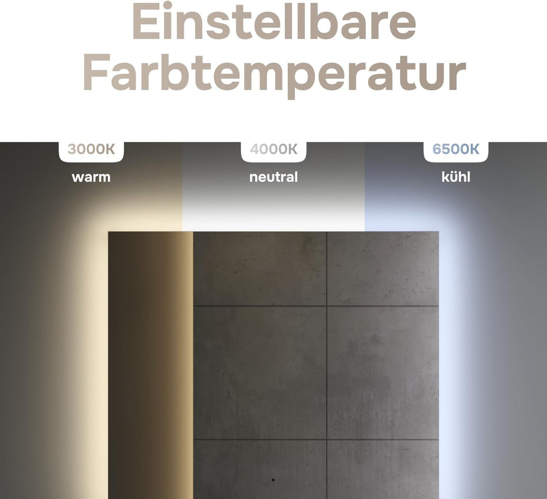 AM.PM Hit – LED Spiegel 80 x 70 cm mit Beleuchtung | Badezimmerspiegel mit LED | Spiegel mit Licht d