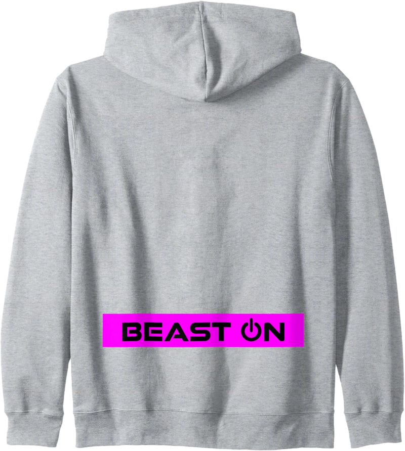 Beast ON Rücken Motiv Fitness Gym Motivation pinke Farbe Kapuzenjacke