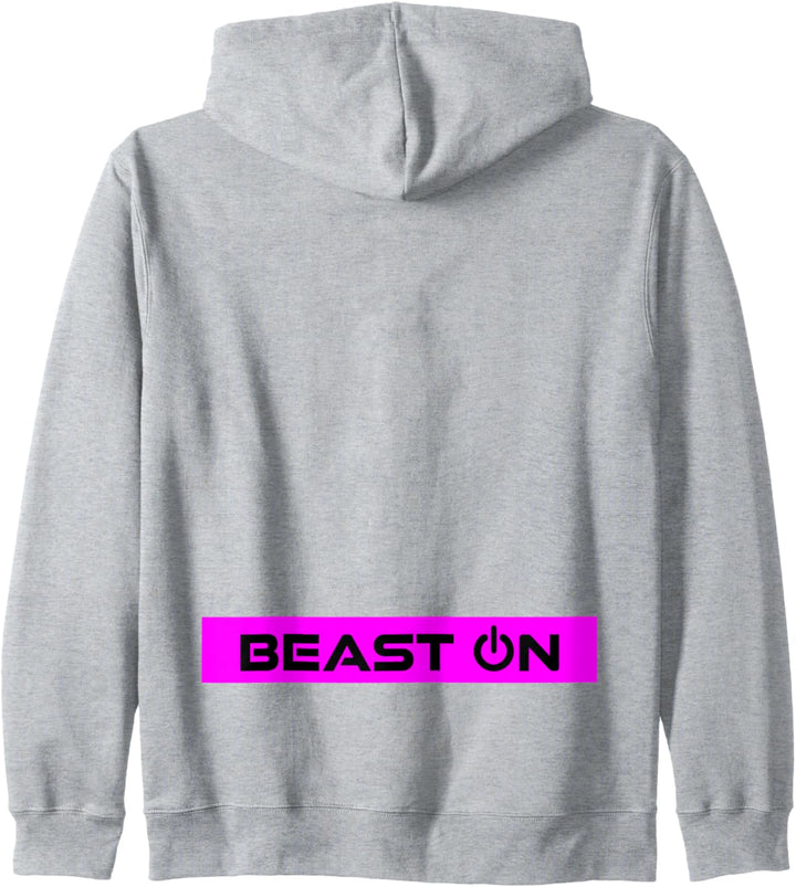 Beast ON Rücken Motiv Fitness Gym Motivation pinke Farbe Kapuzenjacke