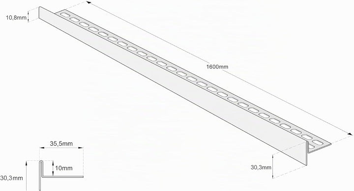 Aquabad Edelstahl Gefälleprofil Clive für begehbare Dusche 160cm, linksversion, Kantenhöhe 10mm 160c