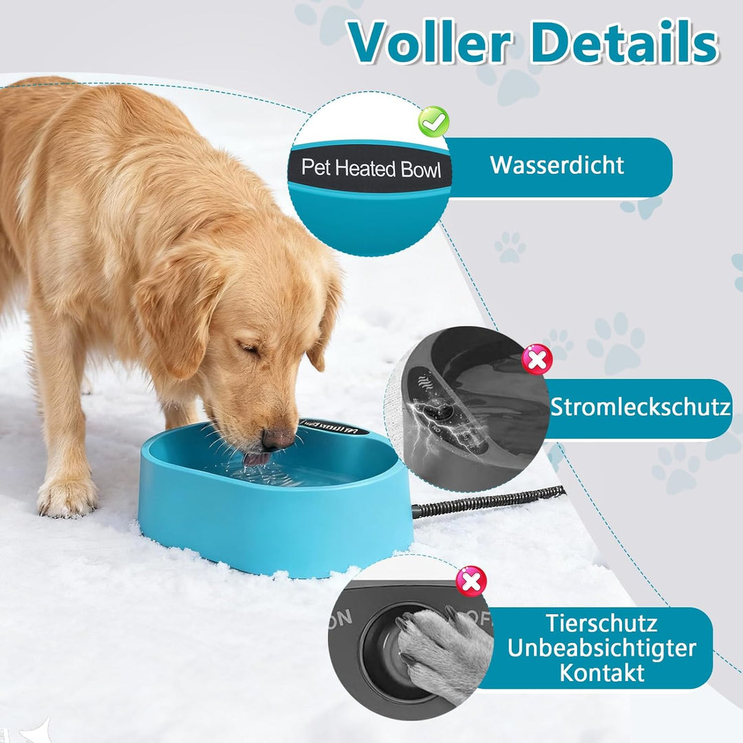 Beheizter Wassernapf 3,7 L Frostschutz Hunde Katzen Hühner, 35 °c Konstante Temperatur, Beheizter Wa