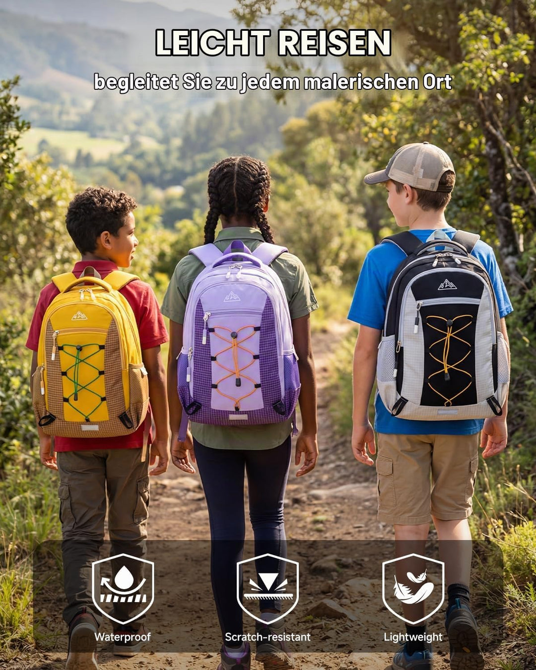 Amythe Outdoor Schulrucksack für Jungen Mädchen ab 6 Jahren, Wanderrucksack Kinder 1. - 5. Klasse, W