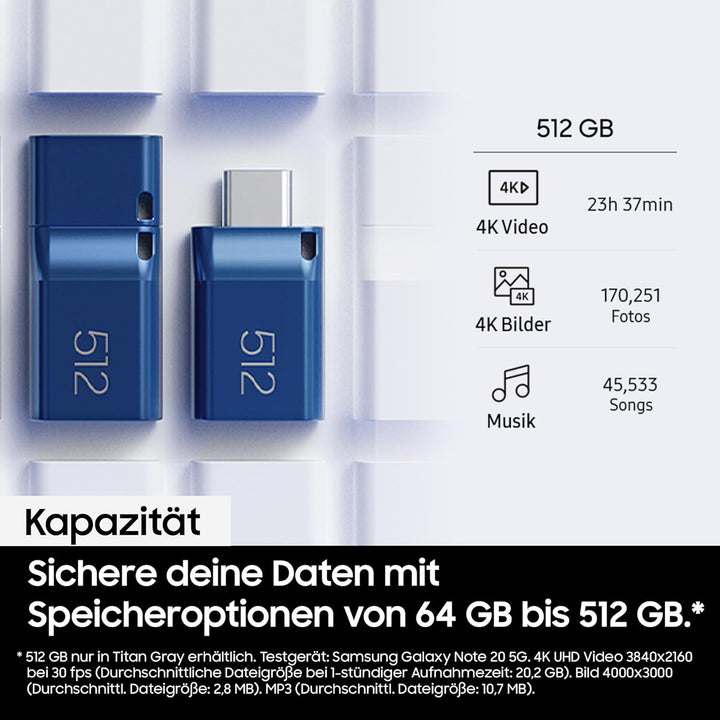 Samsung USB-Stick, USB-C, 64 GB, 300 MB/s Lesen, 30 MB/s Schreiben, USB 3.1 Flash Drive für Notebook
