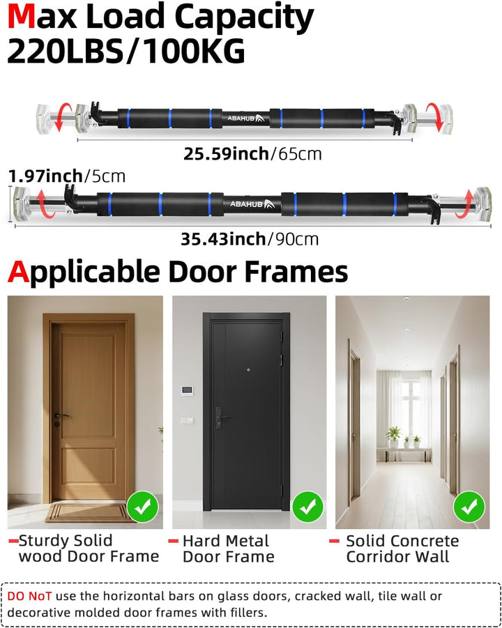 Abahub Klimmzugstange Türrahmen mit Sicherheitsverschluss Home Pull Up Bar ohne Bohren Türstange für