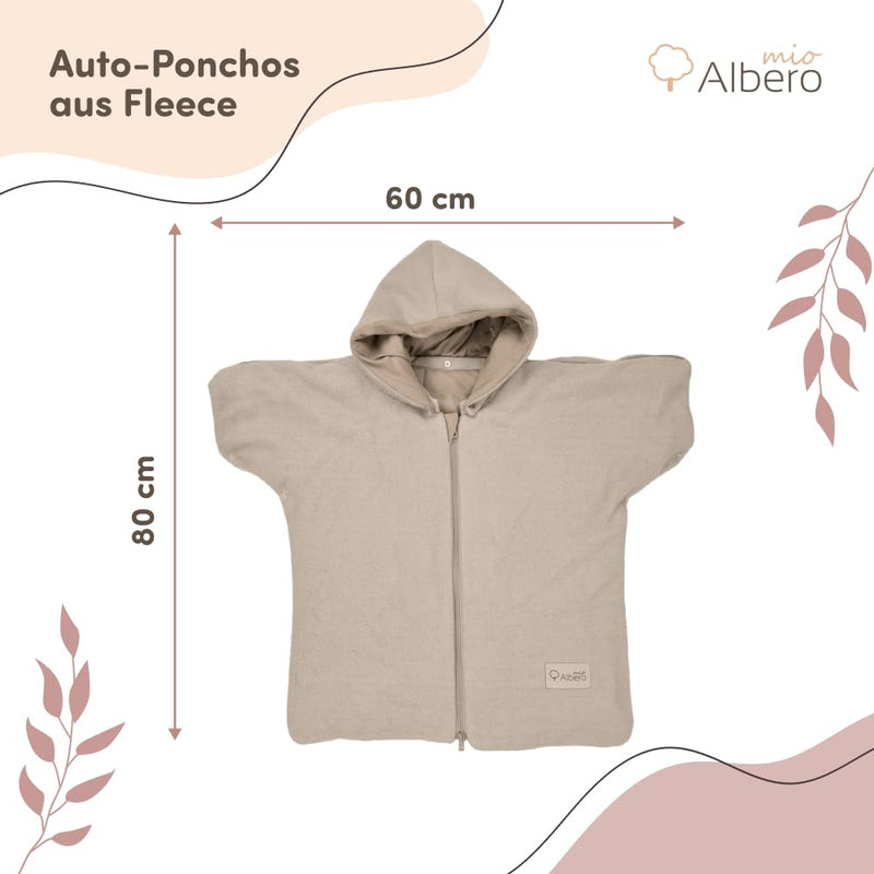 Albero Mio Baby Fleece Kapuzen-Ponchos Unisex zum Auto | Alter: 1-4 | 100% Baumwolle | Atmungsaktive