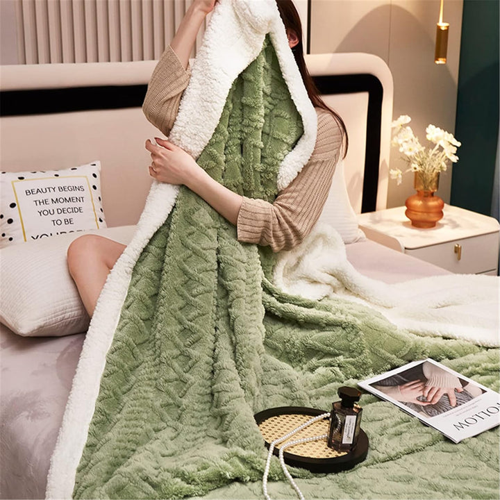 Hayisugal Flauschige Sherpa Kuscheldecke - hochwertige Schafdecke, super weiche Fleecedecke als Sofa