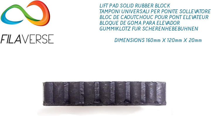 Gummiauflage 160x120x20mm - KIT mit 4 gummiklotz für Kfz Hebebühnen. Abmessungen des Gummiklotzes E1