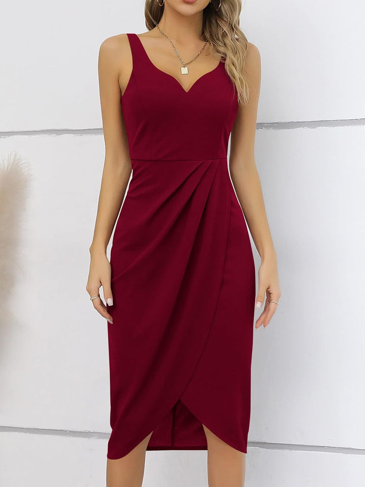 Missufe Damen Cocktailkleid Elegant Kleider Partykleid Rockabilly Bodycon Vintage Wickelkleid XS Bur