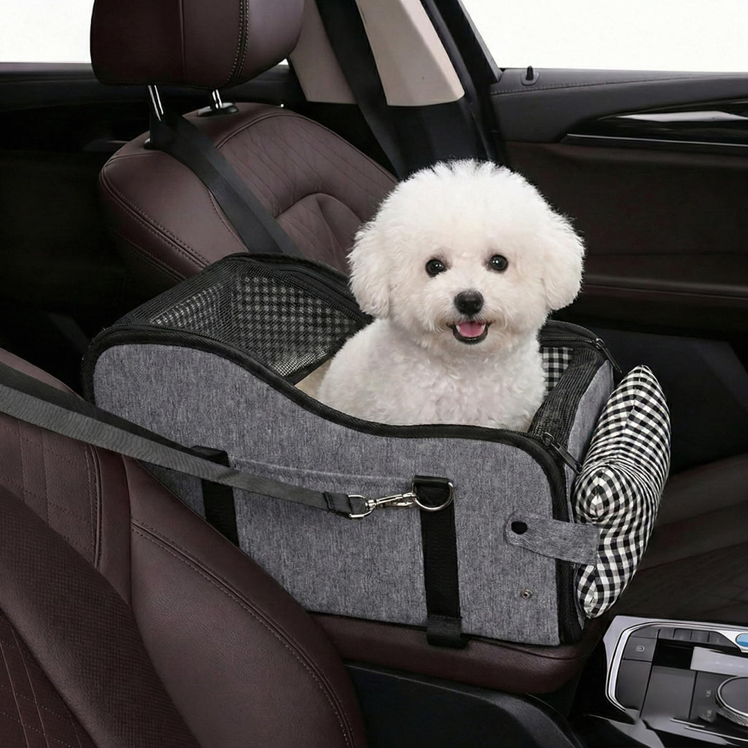 Hunde Autositz für Kleine Hunde & Katzen - Sicher auf Rücksitz, Beifahrersitz & Mittelkonsole mit Do