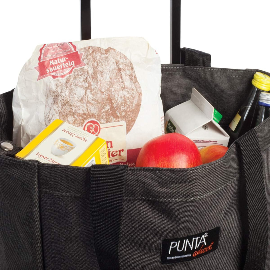 Punta® Einkaufstrolley Schwarz/Silber (33 L) - Stabiler Einkaufswagen für müheloses Einkaufen mit le
