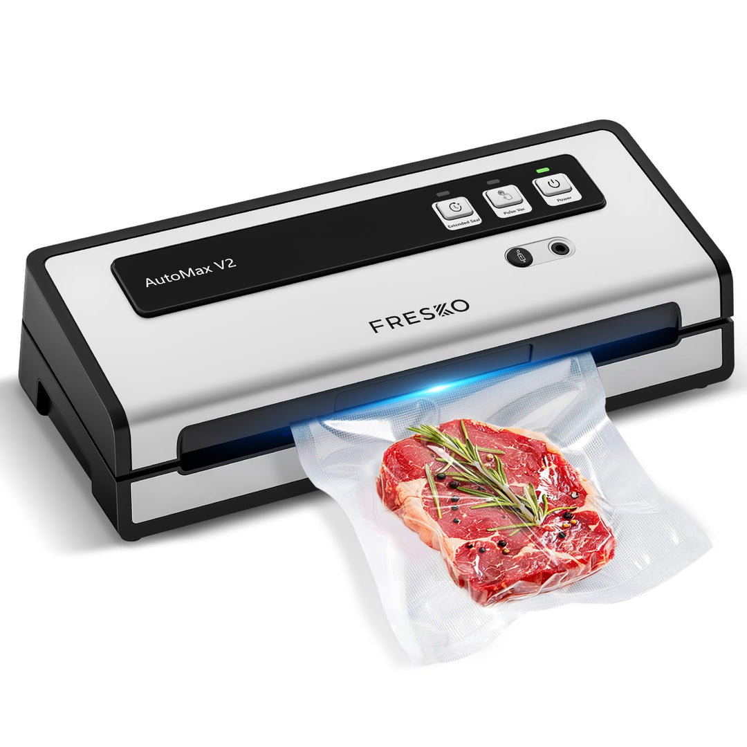 FRESKO Automatische Vakuumiergerät, 140W Vakuumierer mit Doppelte Heisssiegelung, Trocken-/Feuchtmod