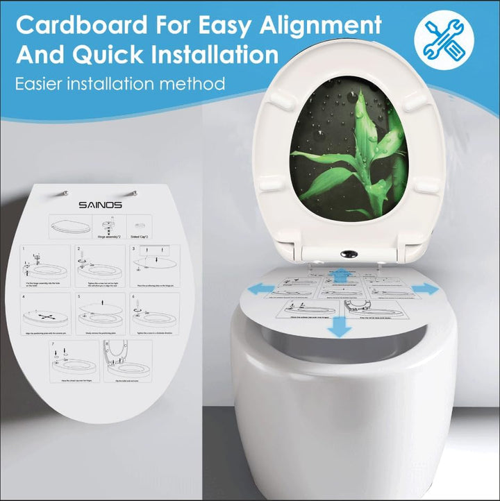 Duroplast WC-Sitz O-Form mit Absenkautomatik, Edelstahlscharnier, One-Touch-Schnellverschluss und ei