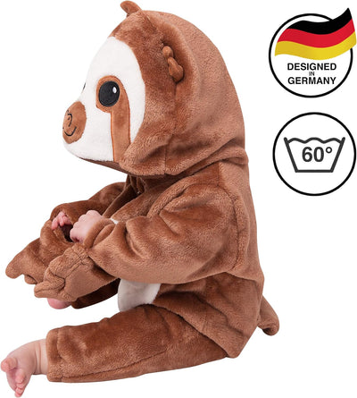 corimori (Baby Onesie Henry das Faultier Süsses Tier Plüsch-Kostüm Strampler Dunkel-Braun Beige (60-