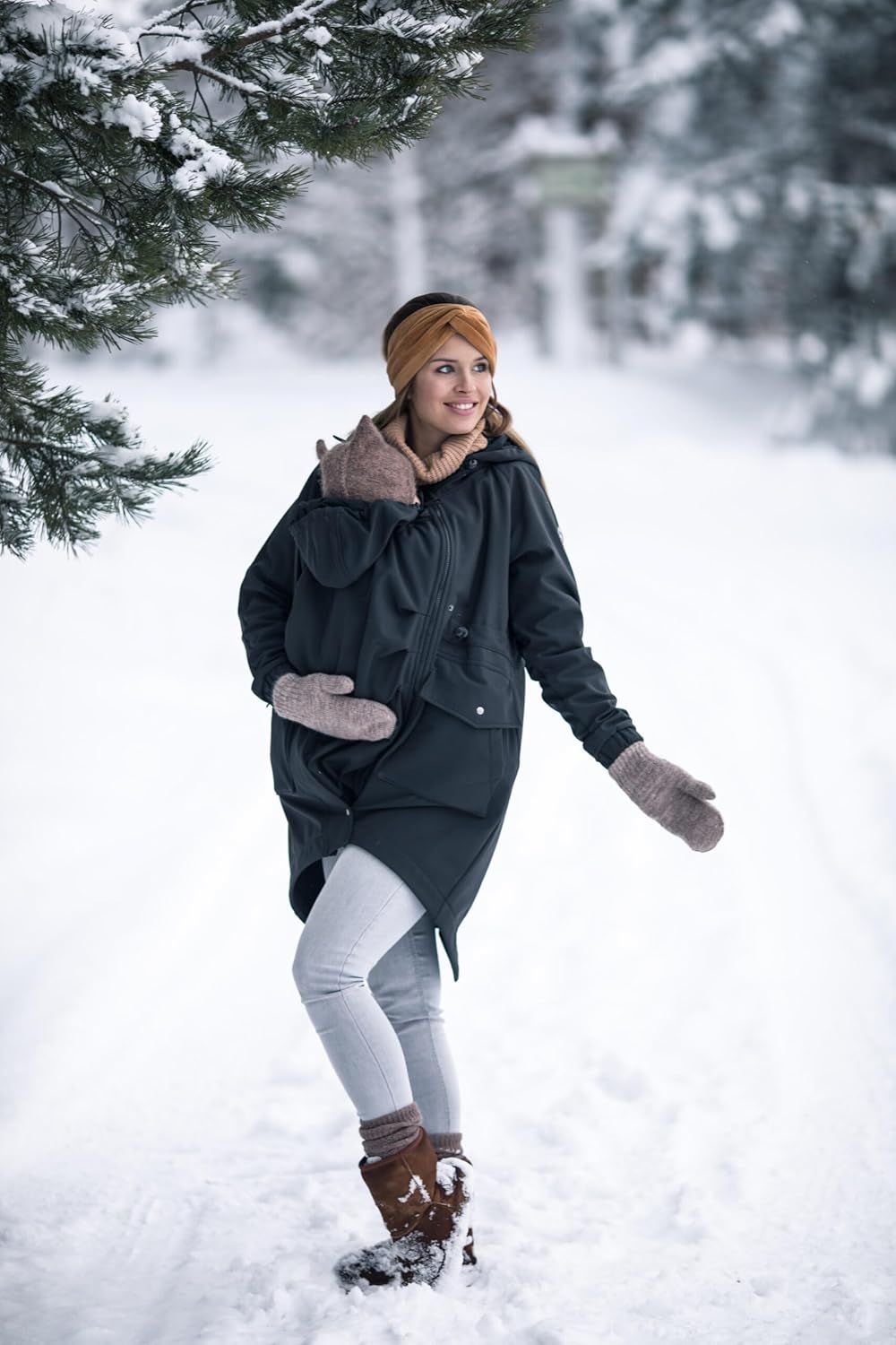 fun2bemum 5in1 PARKA Softshell Mantel,Coat,Umstandsjacke, FRONT/BACK Baby Tragejacke, Multifunktion