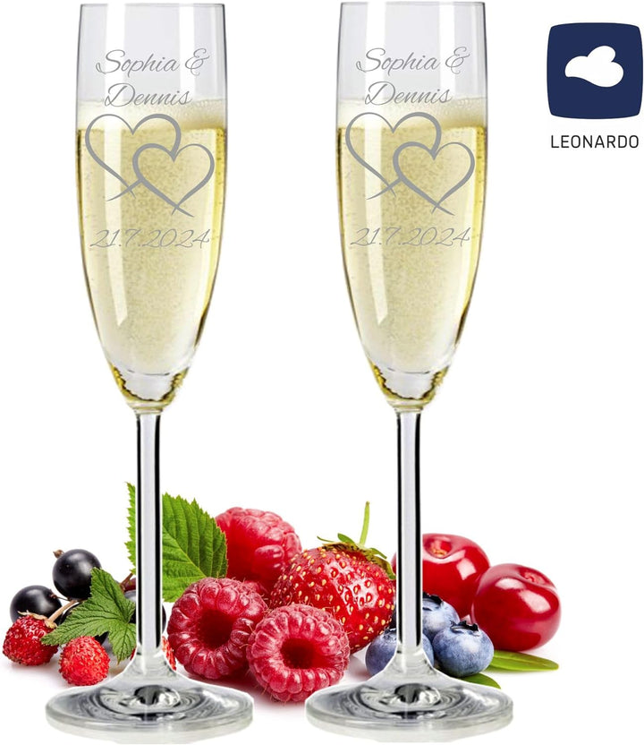 Geschenk zum Valentinstag – Sekt Geschenksets – Sektglas mit Gravur 200ml – Hochzeitsgeschenke – Ges