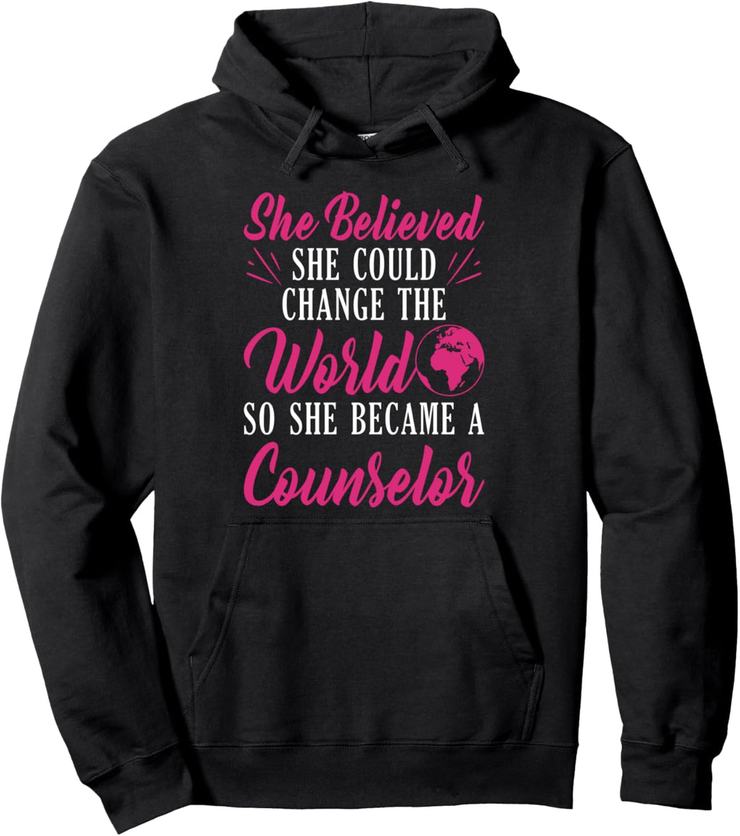 Counseling Therapy She Changed World Became a Counselor Pullover Hoodie
