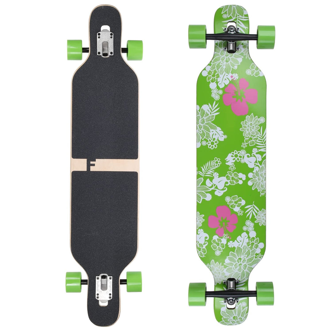 FunTomia Longboard mit 3 Flex Stufen Drop Through Cruiser Komplettboard Mach1 Speed Kugellager T-Too