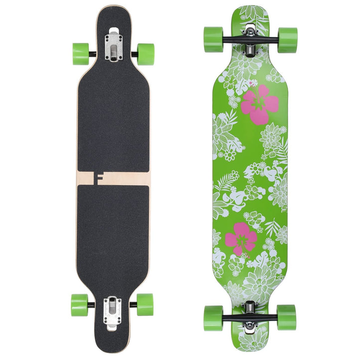 FunTomia Longboard mit 3 Flex Stufen Drop Through Cruiser Komplettboard Mach1 Speed Kugellager T-Too