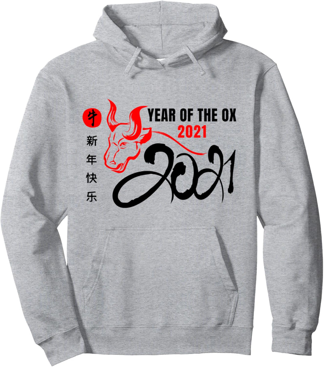 Jahr des Ochsen 2021 T-Shirt Frohes chinesisches Neujahr Pullover Hoodie