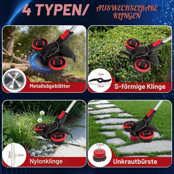 Rasentrimmer mit Akku, Akku Rasentrimmer für Makita-Akkus mit 4 Klingentypen,Rasentrimmer mit Unkrau