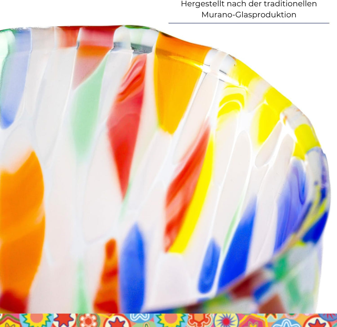 Gocce di Murano Set mit 6 Regenbogen-Gläsern, aus mundgeblasenem Muranoglas, 240 ml, handgefertigt,