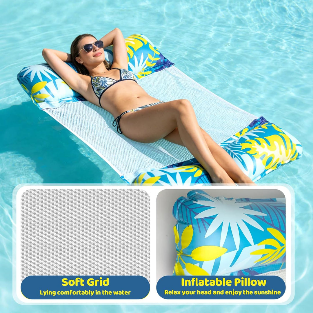 2er-Pack aufblasbare Wasserhängematten für Erwachsene, Sommer-Poolliegen und -Floss, tragbare schwim