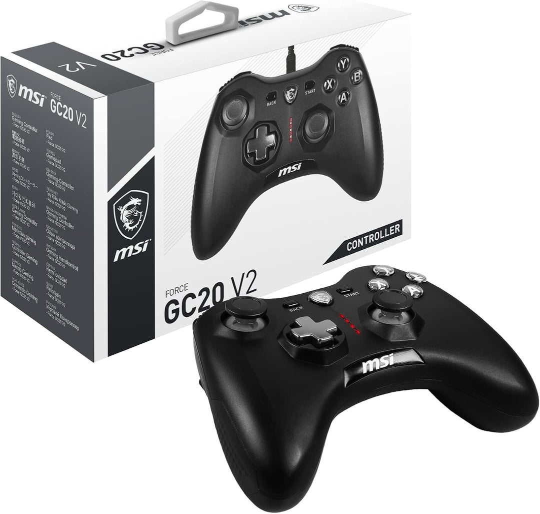 MSI Force GC20 V2 Kabelgebundener PC-Gamepad Controller - austauschbare D-Pad-Abdeckungen, Zwei Vibr