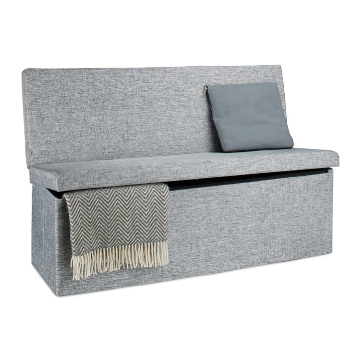 Relaxdays Faltbarer Sitzhocker mit Lehne XL HBT 73 x 114 x 38 cm stabiler Sitzcube als Fussablage Si